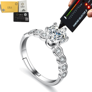<span class=keywords><strong>Anello</strong></span> di Diamanti Moissanite D-color <span class=keywords><strong>da</strong></span> <span class=keywords><strong>1</strong></span> <span class=keywords><strong>Carato</strong></span>, Design a Nido d'Ape, Regolabile, per Matrimonio, <span class=keywords><strong>con</strong></span> Certificato GRA - Product Image 1