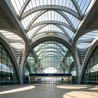Gare de train à grande vitesse moderne, structure en acier, bâtiment de station de métro résistant aux tremblements de terre