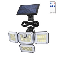 2022 IP65 étanche à trois têtes LED applique murale solaire petite lampe de jardin avec capteur de mouvement extérieur transfrontalier Split Design