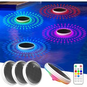Lampes solaires flottantes pour piscine Coxseni, lot de 4, LED RGB, étanches IPX7, avec télécommande pour piscine - Product Image 1