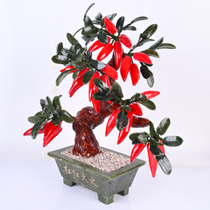 Vente en gros de pierre précieuse de jade naturelle faite à la main, poivrier de piment rouge Fengshui pour la décoration de la maison - Product Image 2