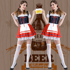 Disfraz de Oktoberfest para Mujer, Vestido Rojo con Delantal para Actuaciones en Escenario, Atuendo Sexy para Festivales - Product Image 2