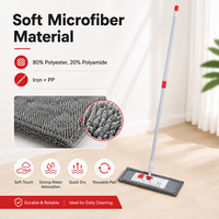 Mopa de Limpieza Reutilizable con Almohadilla de Microfibra Desmontable y Mango Plano para Pisos Húmedos y Secos