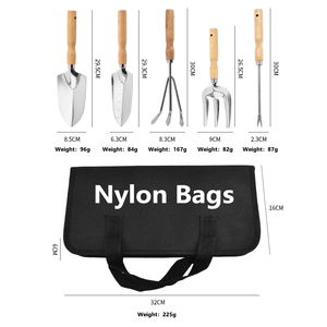 Ensemble de jardinage robuste avec sac, kit d'outils de jardinage pour femmes, pelle à manche en bois en acier inoxydable, outils de jardinage pour pelouse et cour - Product Image 3