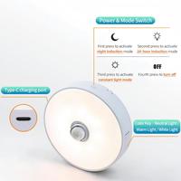 Nouvelle innovation 2026 : Lumière LED rotative à détecteur de mouvement pour armoire, ronde, rechargeable 5V, veilleuse à induction