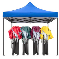 Tente publicitaire pliable carrée 3x3 en tuyaux de fer à quatre poteaux, avec design imprimé, pour événements et expositions en extérieur - Approvisionnement transfrontalier