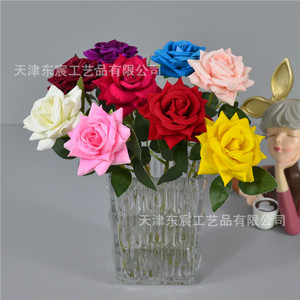 ดอกกุหลาบประดิษฐ์ Dongchen Crafts สีชมพูกำมะหยี่ ก้านเดี่ยวขนาดกลาง สำหรับตกแต่งงานแต่งงานและบ้าน - Product Image 4