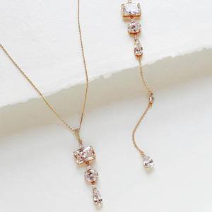 Nueva regla sexy cadena trasera geométrica joyería nupcial moda collar de circón de sentido de alto grado - Product Image 1