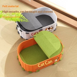 Casa para Gatos en Forma de Lata, Uso Interior, Diseño de Dibujos Animados, Para Todas las Estaciones, Cálida para Invierno, Casa Pequeña para Gatos con Rascador, Segura - Product Image 3