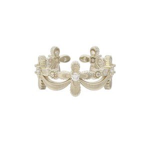 Anelli a Croce Eleganti Francesi con Diamanti e Fiori, Anelli a Croce di Lusso Regolabili con Zirconia Cubica per Donne, Regali per Anniversario - Product Image 1