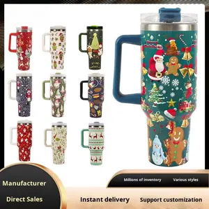 2025 nouveau gros 40oz 304 acier inoxydable isolé sous vide Thermos gobelet mignon dessin animé conception poignée paille Portable - Product Image 3