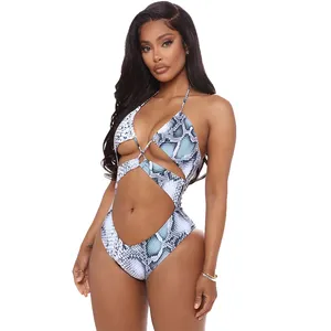 New Release In 2021 Classic High-End Sexy Fashion Suit Ou Snake Print Women Swimsuit for Sunny Beach