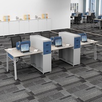 Paravent de séparation commercial en PVC pour quatre/six personnes, design moderne et minimaliste, avec ensemble bureau et chaise pour poste de travail des employés, livraison gratuite