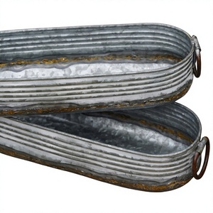 Top Selling Modern square rustic metal Galvanized <b>planters</b> Indoor outdoor industrial style pots Freestanding container pots - Product Image 3