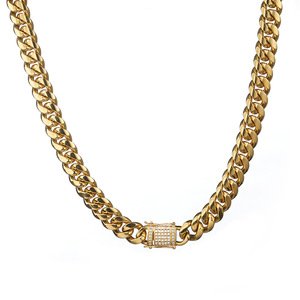 Conjunto <span class=keywords><strong>de</strong></span> collar y cadena <span class=keywords><strong>de</strong></span> eslabones cubanos <span class=keywords><strong>para</strong></span> <span class=keywords><strong>hombre</strong></span>, joyería <span class=keywords><strong>de</strong></span> acero inoxidable Miami, 14K, 18K, chapado en <span class=keywords><strong>oro</strong></span>, 12mm, eslabones cubanos - Product Image 6