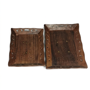 Natural Wood Rectangular Serving <b>Tray</b> with Raised Edges for Tea Coffee Breakfast Snacks Home Hotel Restaurant and Catering - Product Image 1