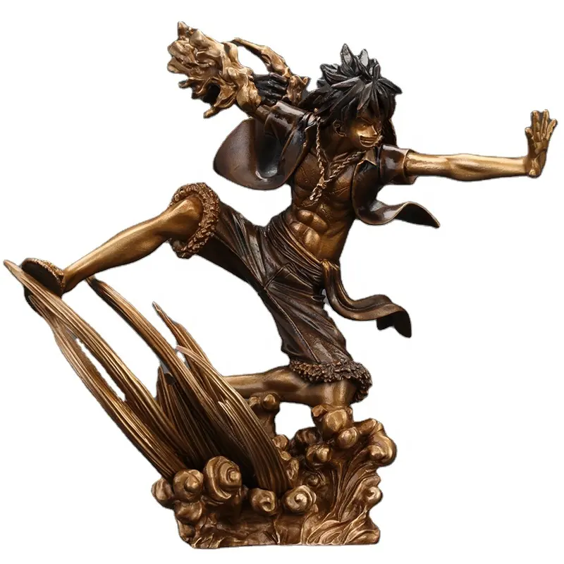 Figura de acción de One Piece, adornos de Anime, estatua de Fundición en bronce