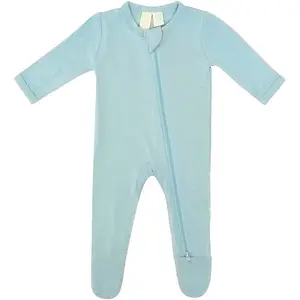 Vendita calda doppia chiusura con cerniera Grip Feet Soft Bamboo Rayon Footie 0-24 mesi Baby pigiama