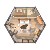 Tenda Hotel Resort Safari Glamping Heksagonal Besar Tahan Air untuk Luar Ruangan, Tenda Kabin PVDF dengan Kamar Mandi untuk Dijual