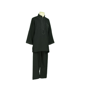 Conjunto de 2 Piezas de Ropa para Niño de Color Negro con Pantalón, Thobe Musulmán de Manga Larga con Cierre Frontal, Jubba - Product Image 6