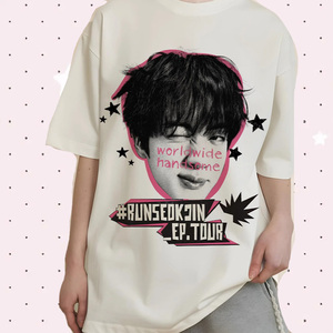 เสื้อยืด Kpop Jin RUNSEOKJIN EP.TOUR ลายพิมพ์หล่อเท่ สไตล์ลำลอง แขนสั้น สำหรับผู้หญิงและผู้ชาย สไตล์ฮาราจูกุ สตรีทแวร์ - Product Image 1