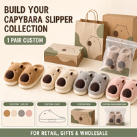Chaussons d'intérieur personnalisés en peluche Capybara à fermeture éclair mi-mollet, toutes saisons, pour garçons 0-6 mois, avec logo personnalisé et emballage cadeau