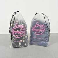 Sacs à cordon promotionnels en gros avec logo, sacs à cordon en plastique transparent givré pour vêtements, t-shirts, sweats à capuche
