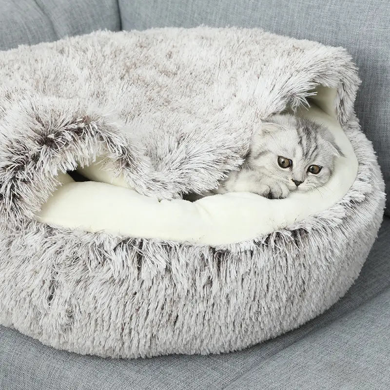 高級猫用ベッドふわふわクッション猫用ベッド究極の快適さと暖かさ冬のペットハウス
