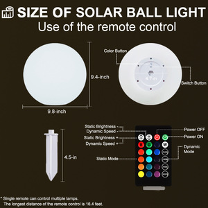 Đèn trang trí hình cầu năng lượng mặt trời thân thiện với môi trường, bán chạy nhất nhà máy, sử dụng đèn LED RGB PE, dùng cho Giáng sinh, Halloween, đám cưới, sân vườn - Product Image 5