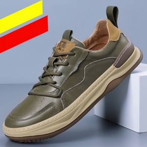 Men's High Top Genuine <b>Leather</b> Casual Sports Shoes Breathable Comfortable Soft Wear-Resistant - Product Image 4