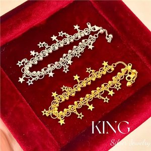 Bracelet à pampilles King Silver Star en argent sterling 925 plaqué, bijoux de fête, bracelet perlé tendance - Product Image 5