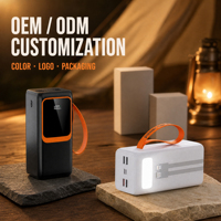 Nouvelle batterie portable 30000 mAh avec câble intégré, lampe de camping LED, grande capacité, charge rapide 22,5 W, station d'alimentation extérieure