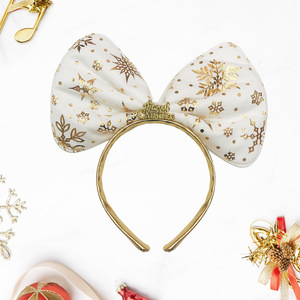 DAMAI Nouveau style serre-tête de Noël pour filles, accessoires pour cheveux avec nœud blanc, or, rouge et vert, accessoires pour cheveux pour fête de Noël - Product Image 4