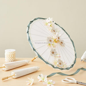 Parapluie en papier de couleur personnalisée 23.6 pouces 32 pouces Parasol en papier huilé fait à la main Peinture bricolage Parapluie décoratif pour mariage DANCIE - Product Image 1