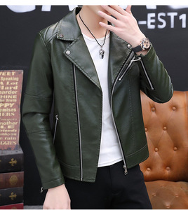 Youth Personalized Short Leather <strong>Jacket</strong> for Men's Korean Version <strong>Slim</strong> <strong>Fitting</strong> Plush Motorcycle PU Leather <strong>Jacket</strong> Trend <strong>Jacket</strong> - Product Image 6