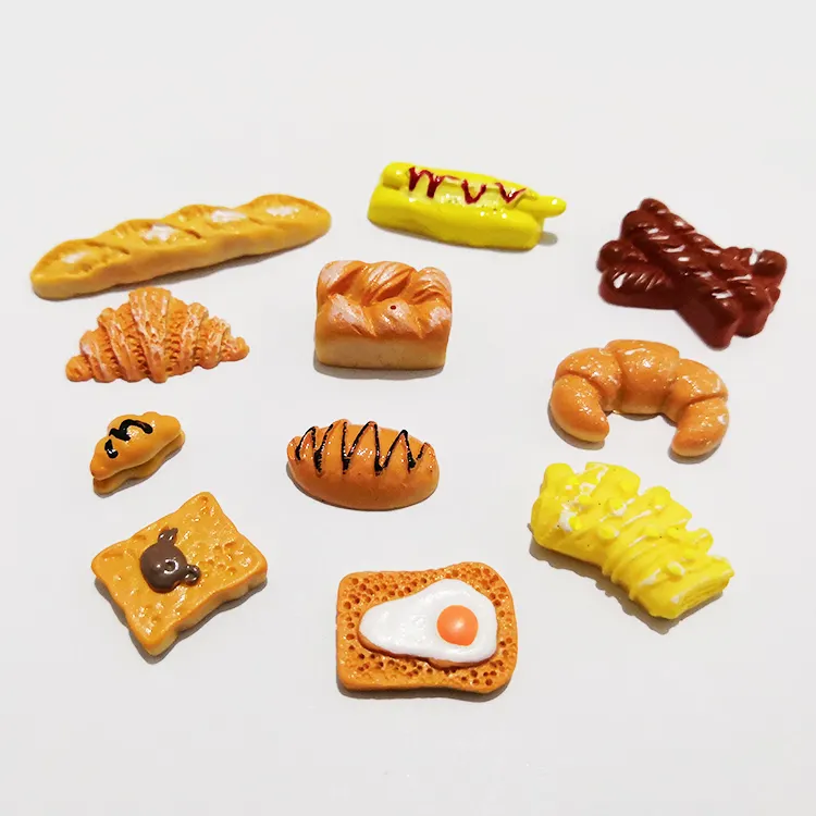 Offre Spéciale bonne qualité dos plat miniature simulation pain résine cabochons artisanat pour étui mobile porte-clés