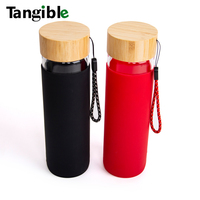 Bouteille d'eau portable anti-fuite en verre borosilicate haute performance, design sportif, écologique, avec logo personnalisé, capacité 500-600 ml, en bambou, modèle 2026