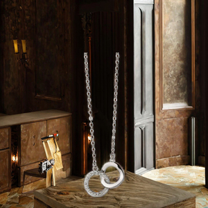 สร้อยคอเงินแท้ S925 ประดับเพชรสองวง พร้อมจี้วงกลม สำหรับงานหมั้น งานแต่งงาน งานเลี้ยง รุ่น YB-XY-745 - Product Image 3