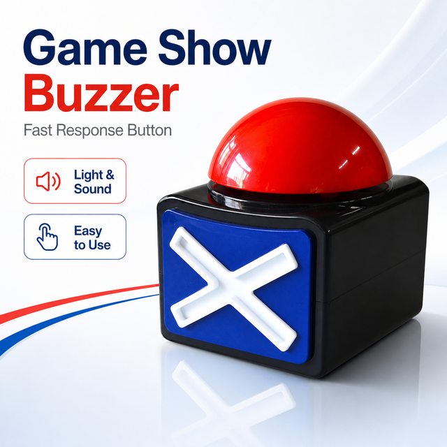 Hot-selling Eco-Friendly Cartoon Shape Red Light Talent Show Buzzer Sound Light Effects Funny Style Battery Operated Game Answer