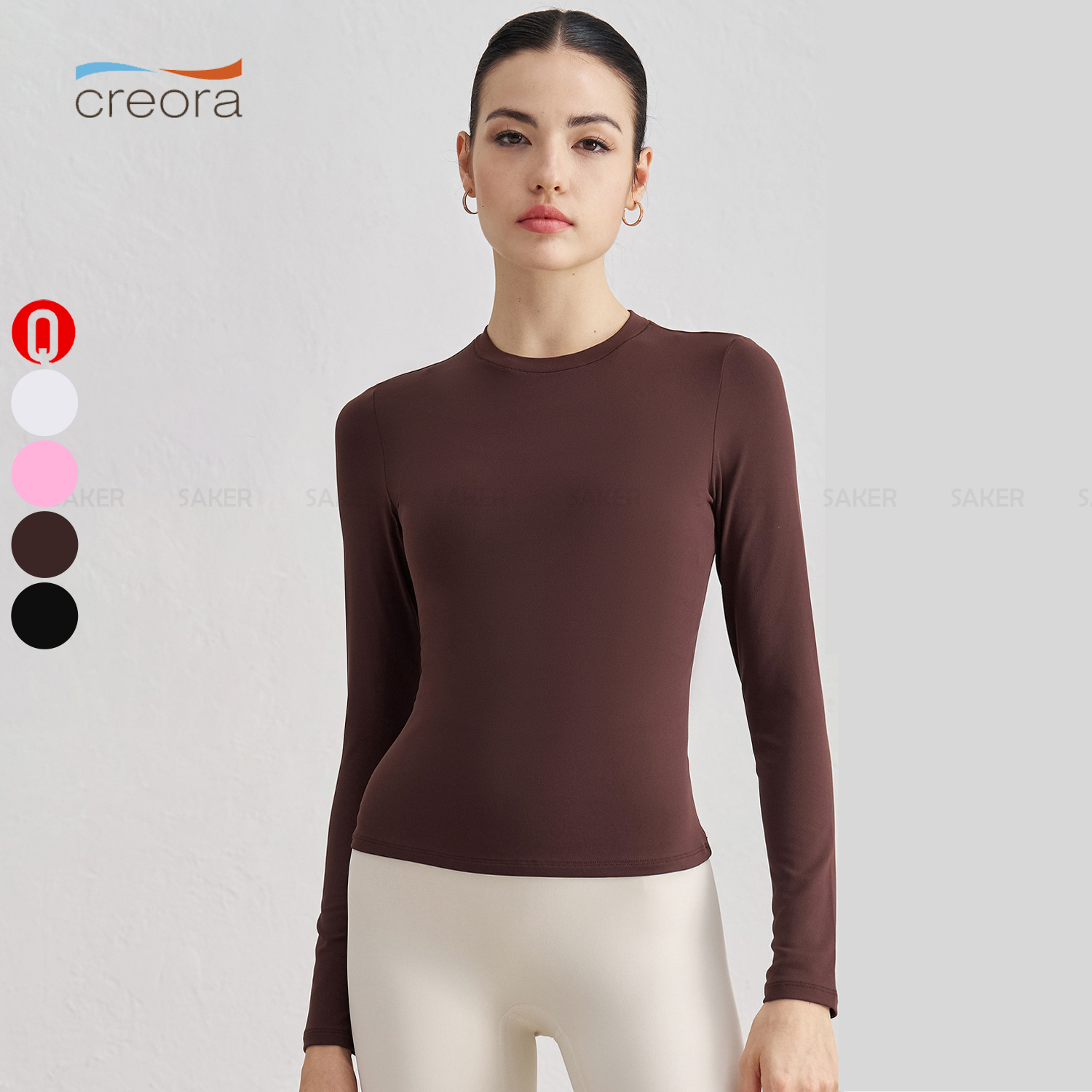 Skin-friendly Quick Dry Soft Slim Fit Yoga Top Fitness Women Crewneck Compression Long Sleeve T-shirt