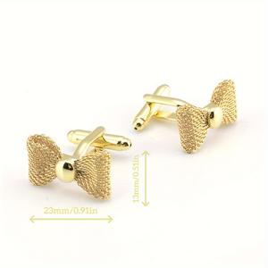 Moda ligera de lujo camisas francesas trajes accesorios exquisitos lazo dorado <span class=keywords><strong>gemelos</strong></span> y Clips de corbata banquete manga tachuelas botones - Product Image 3