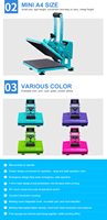 Machines à presser à chaud intelligentes de format A4, machines à sublimation pour gobelets, machines d'impression par transfert thermique pour la personnalisation de t-shirts
