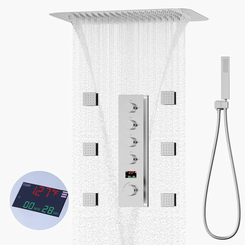 16x24inch Showerhead Full Body Luxury Shower System With Temperature Digital Display