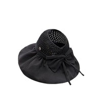 Vente en gros de capuchons seau en paille creux et plat pour femmes élégantes, pare-soleil classique d'été pour la plage, les voyages et l'extérieur, utilisation quotidienne et pour la pêche