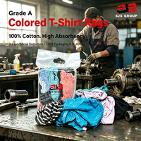 Chiffons en coton recyclé de qualité A, 100 % coton, faible teneur en fibres, colorés, pour les déversements d'huile