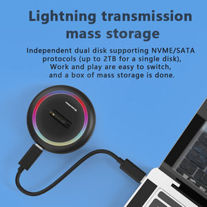 RGB USB C <span class=keywords><strong>M</strong></span>.2 SATA/NVME SSD حاوية USB C محطة لرسو السفن بروتوكول مزدوج خارجي USB3.1 Gen2 <span class=keywords><strong>M</strong></span>.2 NGFF و NVME SSD حافظة - Product Image 5