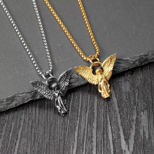 Collier pendentif <span class=keywords><strong>ange</strong></span> personnalisé en acier inoxydable 316L plaqué or 14k 18k pour femmes <span class=keywords><strong>et</strong></span> hommes, vente en gros - Product Image 3