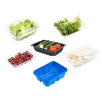 Barquette jetable en plastique PET à charnière pour champignons, laitue, fruits et légumes, avec trous
