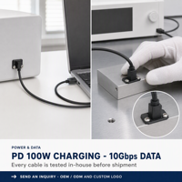 USB3.1 Gen2 Rechtwinkliges Typ-C-Stecker auf Panel-Mount-Buchse Kabel 20mm Schraubenloch 10Gbps PD100W 5A für Industriegehäuse und Schränke
