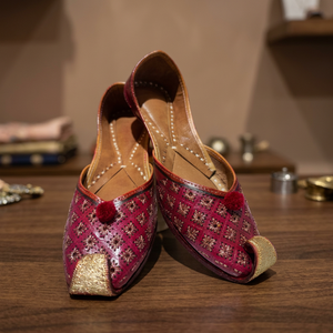 BS INTERNATIONAL NAXZ780 Indian Traditional Fashion Trend Genuine Cow Leather Lace-up Closure Mixed Colors Pattern Shoes - Product Image 1